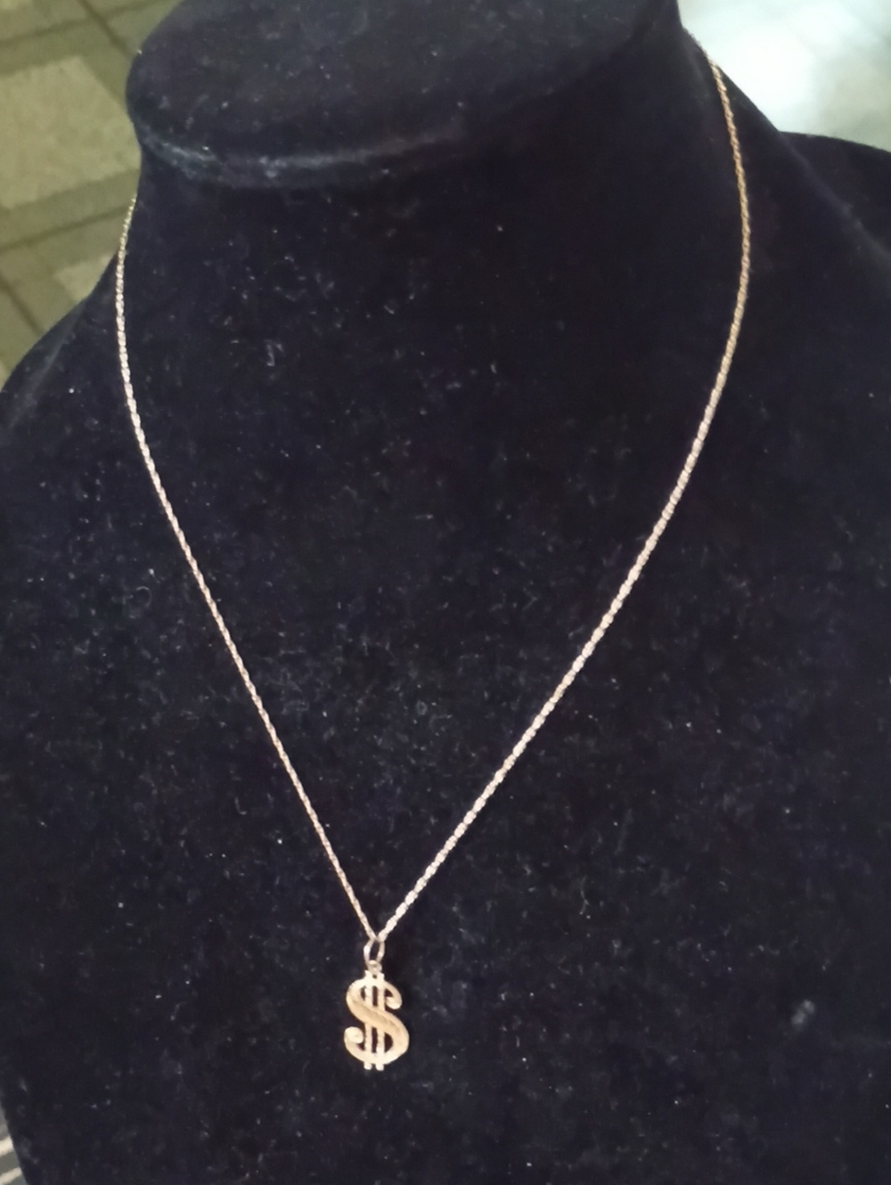 14k Yellow Gold Money Sign Pendant And 18 Inch Chain. Pendant & Necklace Real